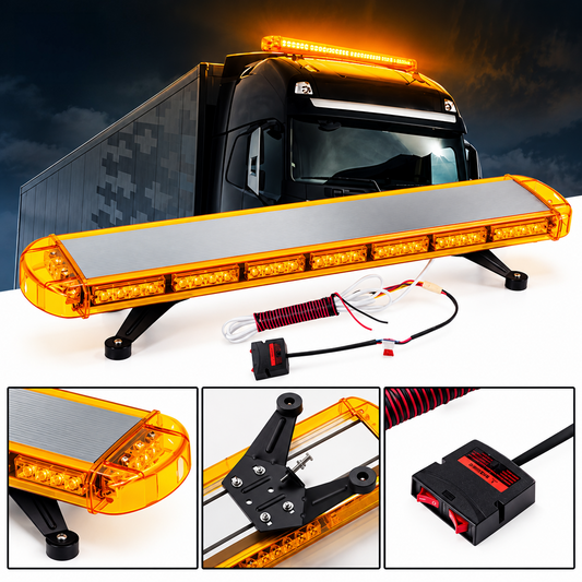 47 inch 96LED Strobe Warning Light – IP65 Emergency Flashing Light for Trucks, Cars & Rescue Vehicles