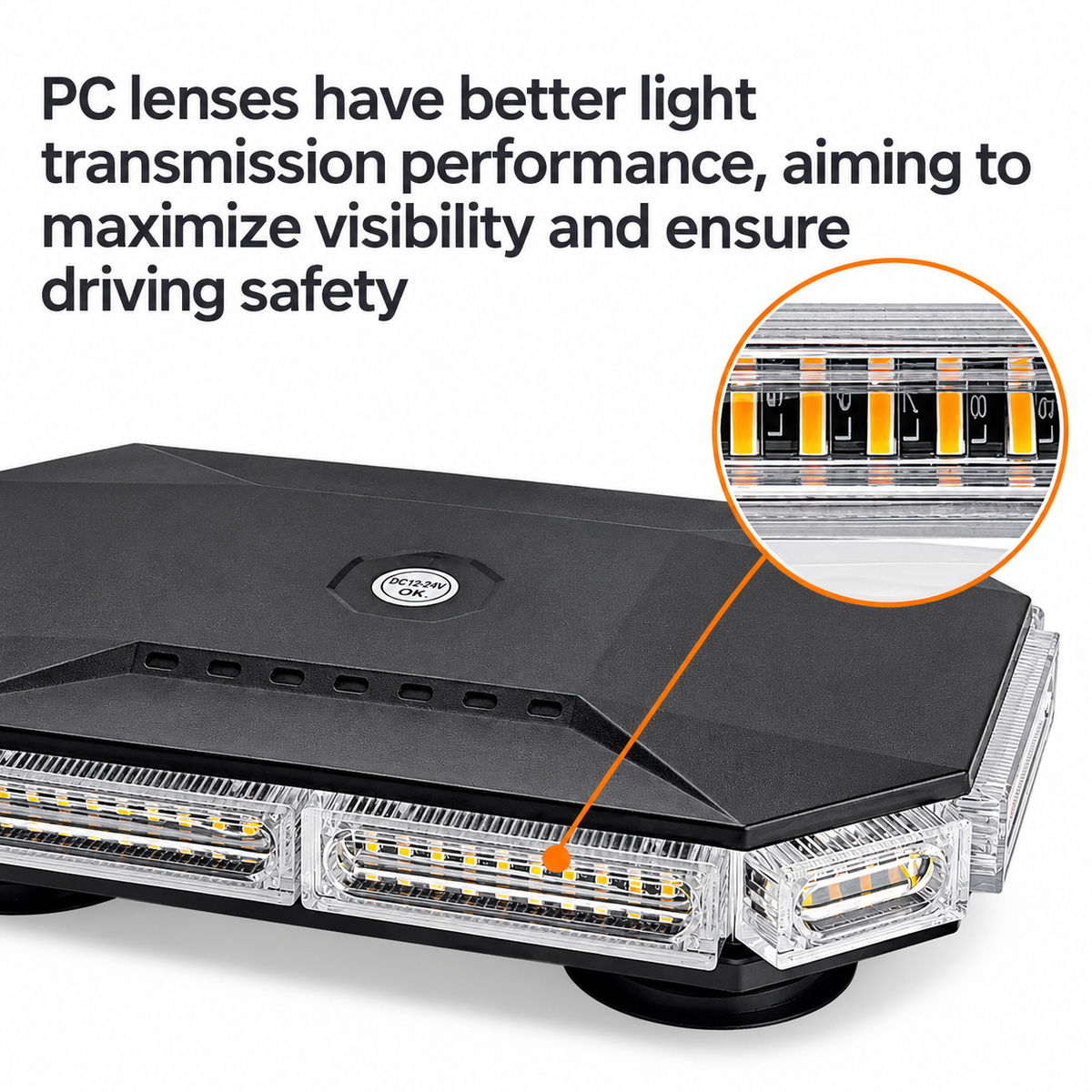 12-24V 72LEDs Magnetic Roof Strobe Light with Controller