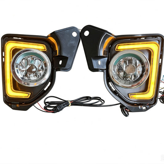 12V Dual-Color LED Fog Lights for Toyota Hiace 200 Series 2014–2018 – DRL & Turn Signals