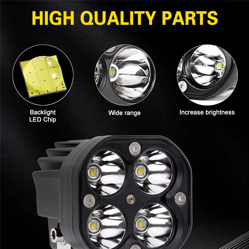 2PCS 3-Inch 40W LED Work Lights – 12V/24V White Fog Spotlights for 4x4 & Trucks