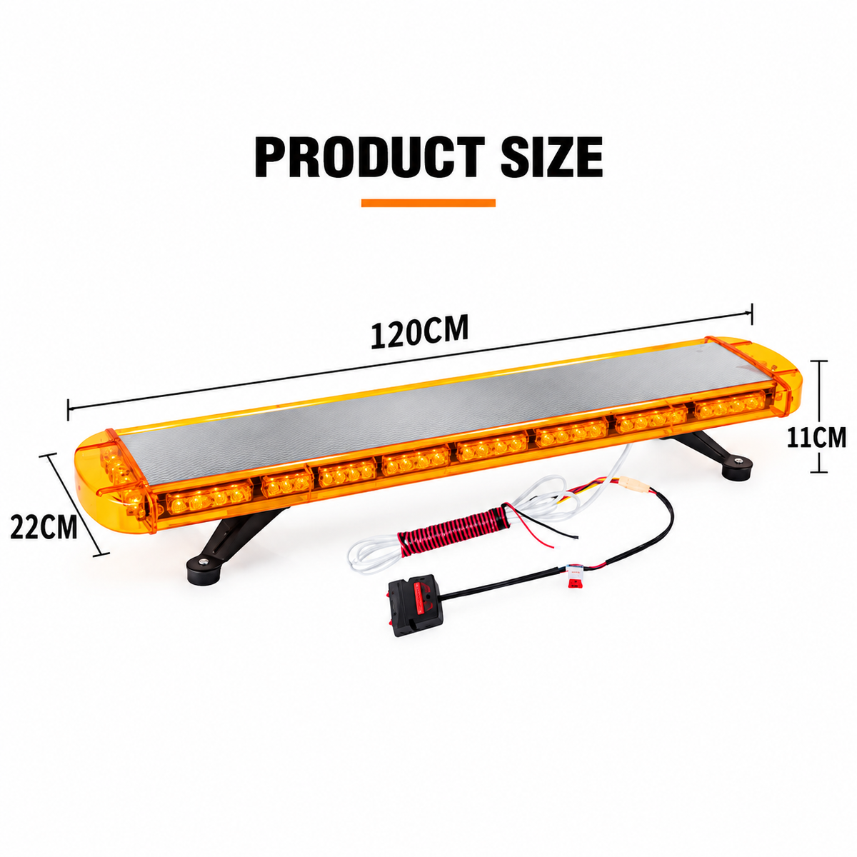 47 inch 96LED Strobe Warning Light – IP65 Emergency Flashing Light for Trucks, Cars & Rescue Vehicles