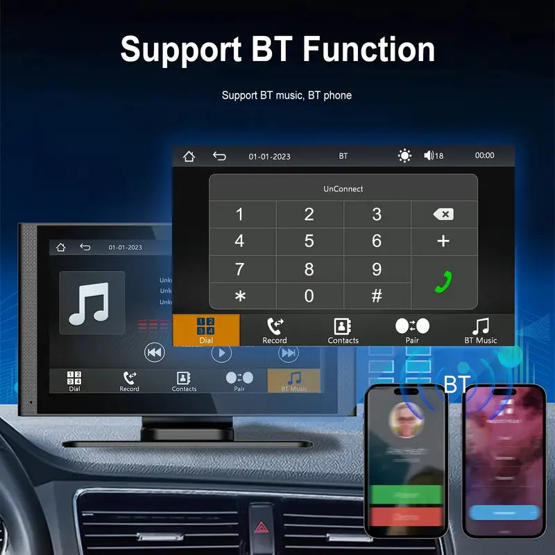 7" Hd Portable Car Stereo Touch Car Play Screen with Bluetooth Apple Carplay and Android Auto