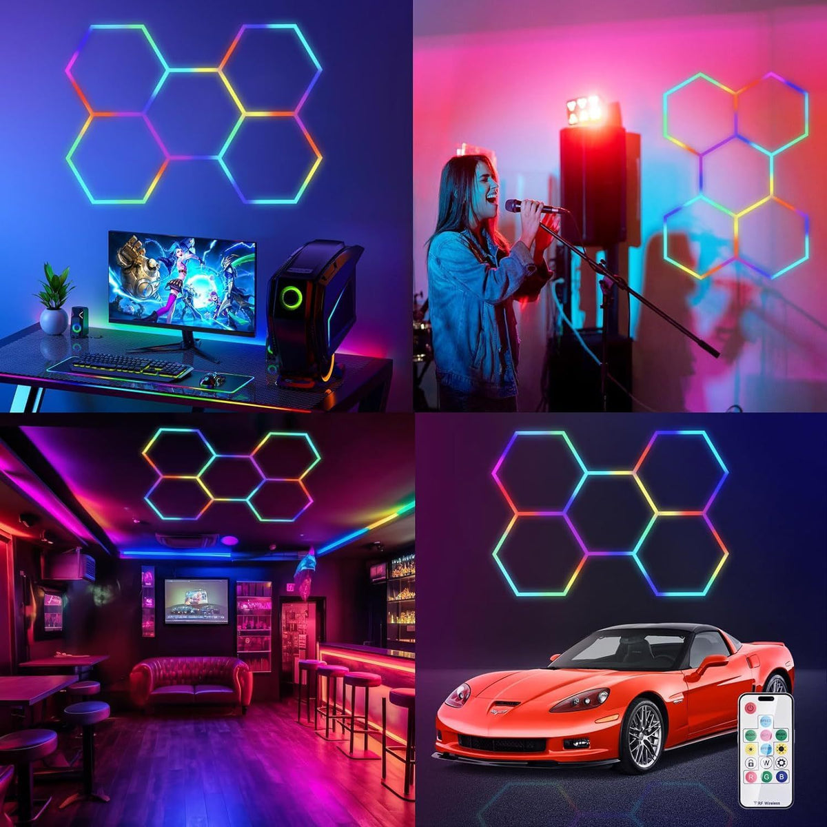 RGB LED Hexagon Honeycomb Light – Color-Changing Home & Party Decor