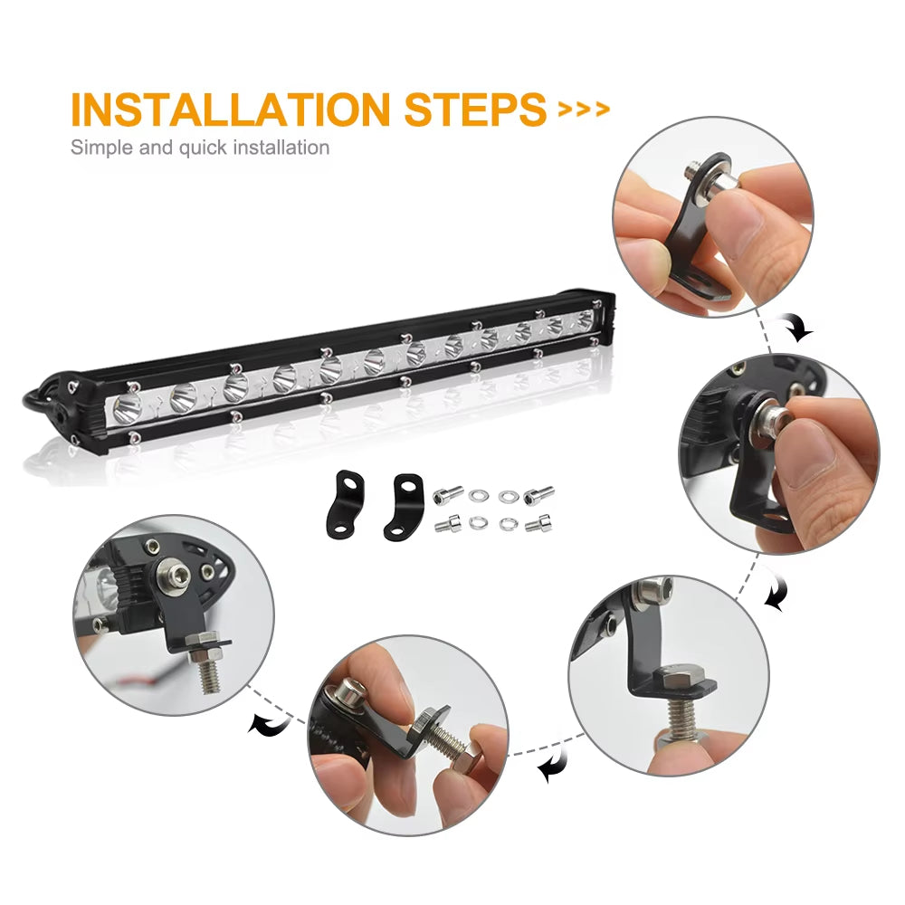 72W 26inch Cree Single Row Thin LED Work Light Bar Spot Beam for Off Road