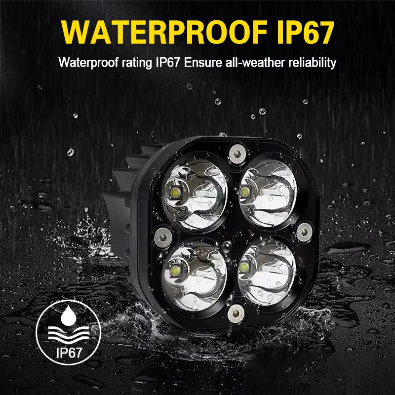 2PCS 3-Inch 40W LED Work Lights – 12V/24V White Fog Spotlights for 4x4 & Trucks