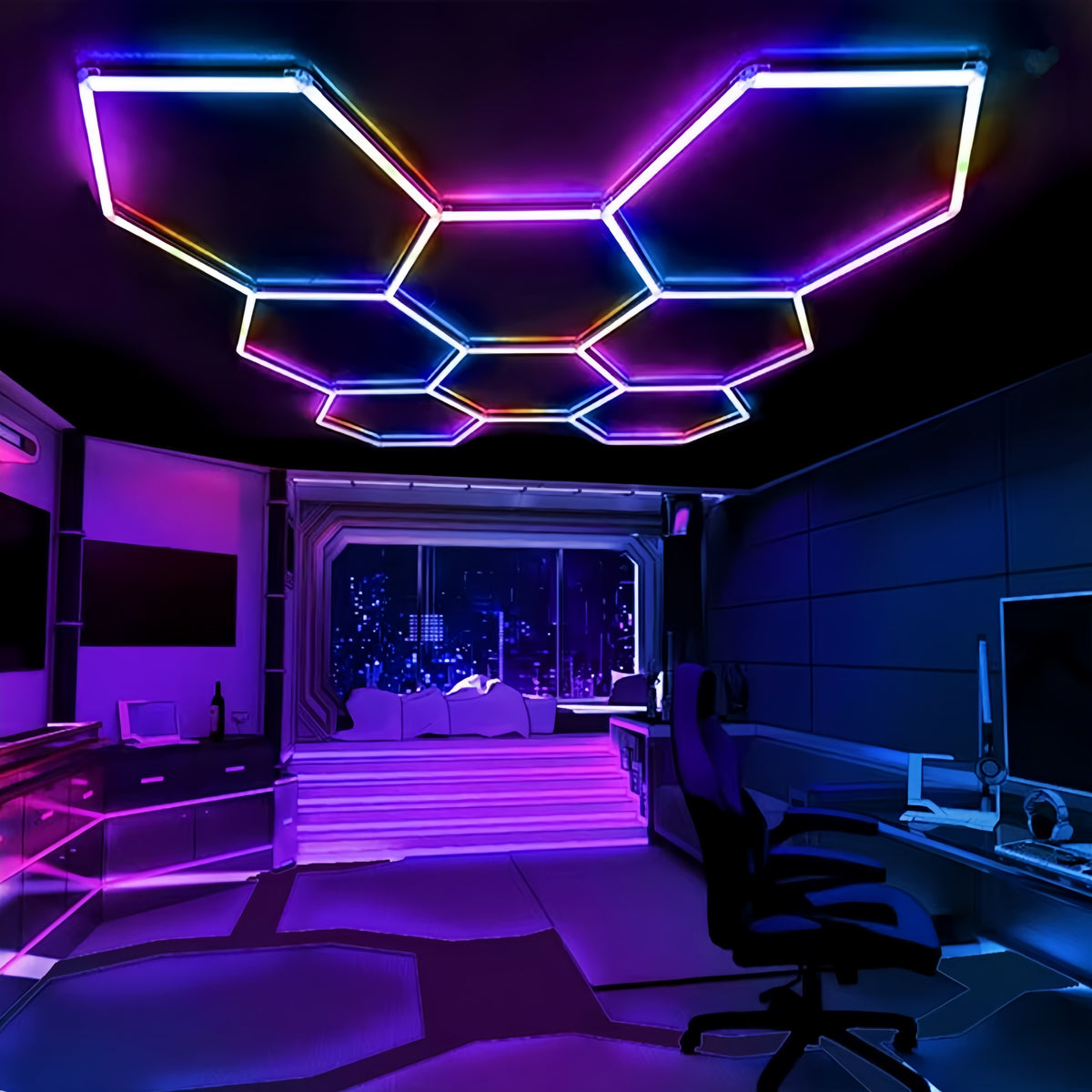 RGB LED Hexagon Honeycomb Light – Color-Changing Home & Party Decor