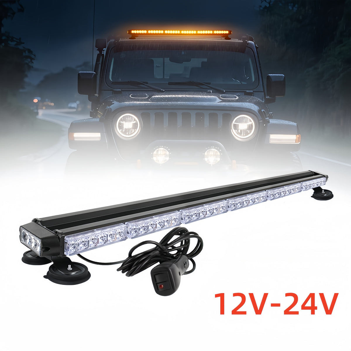 12V-24V 96cm LED 4-Sided Flashing Light Bar
