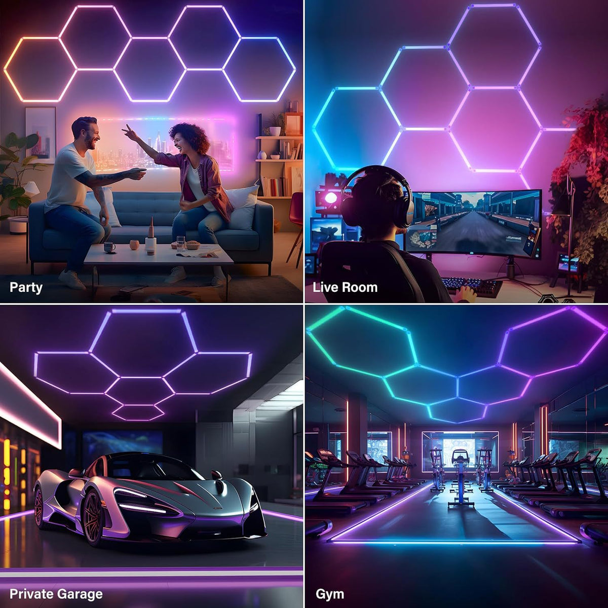 RGB LED Hexagon Honeycomb Light – Color-Changing Home & Party Decor