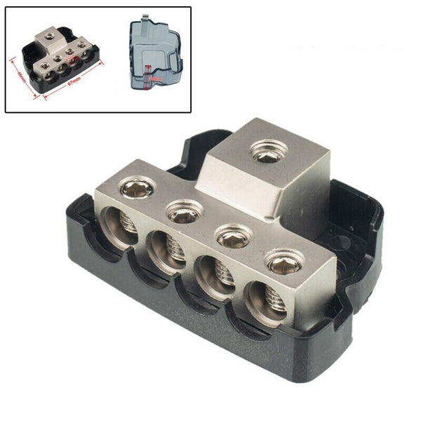Distribution Block Car Audio Power Wire Splitter 2/0 Gauge In To 4/2 Gauge Out 1 to 4