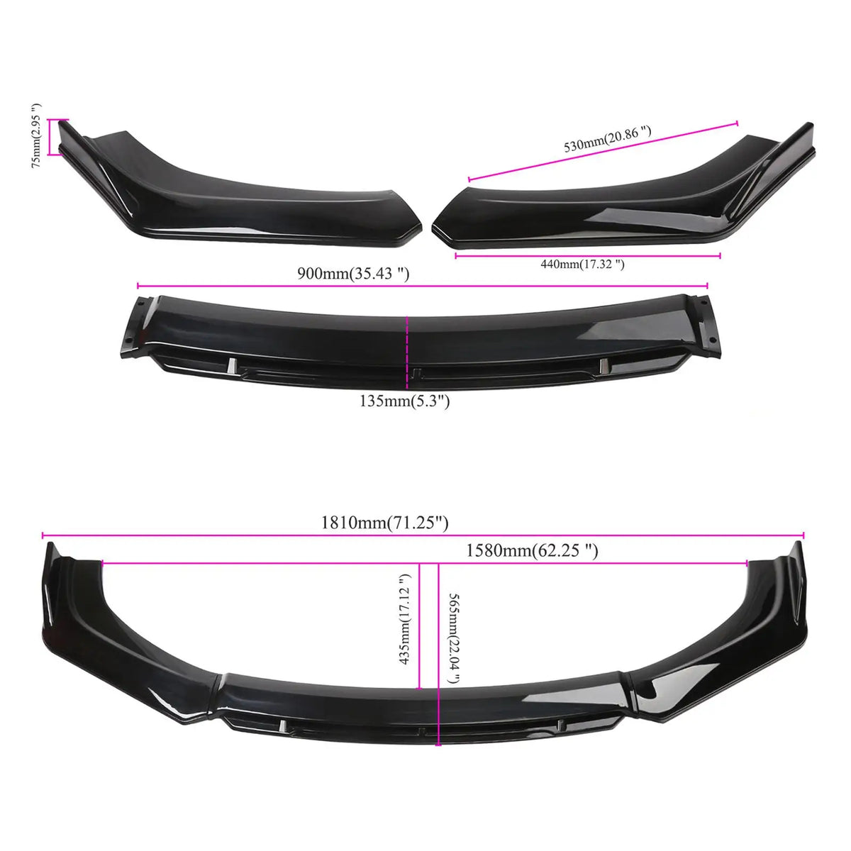 4-Piece Universal Adjustable Front Bumper Lip Splitter – Car Spoiler