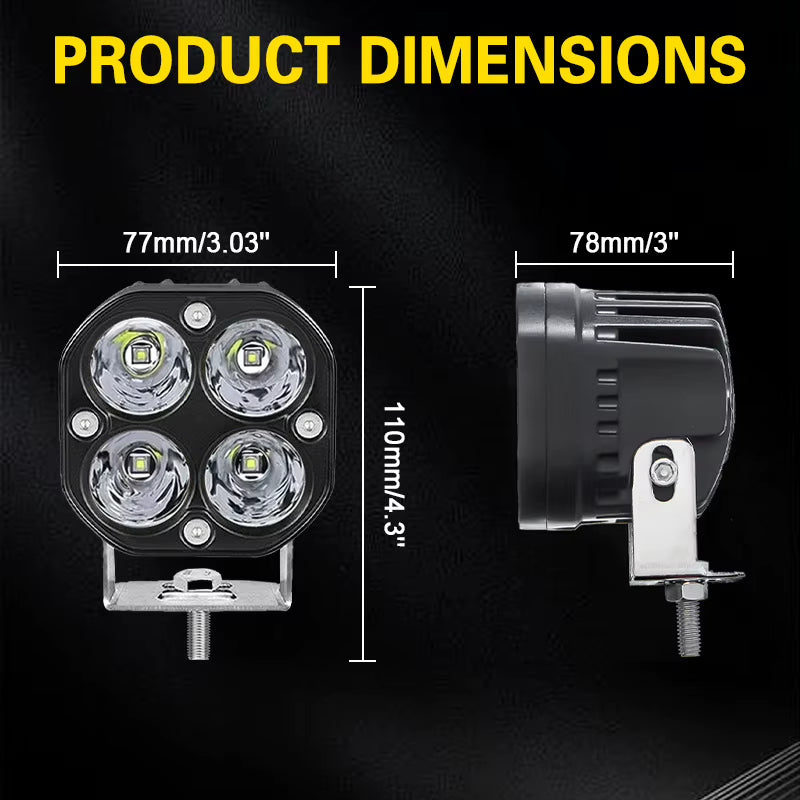 2PCS 3-Inch 40W LED Work Lights – 12V/24V White Fog Spotlights for 4x4 & Trucks