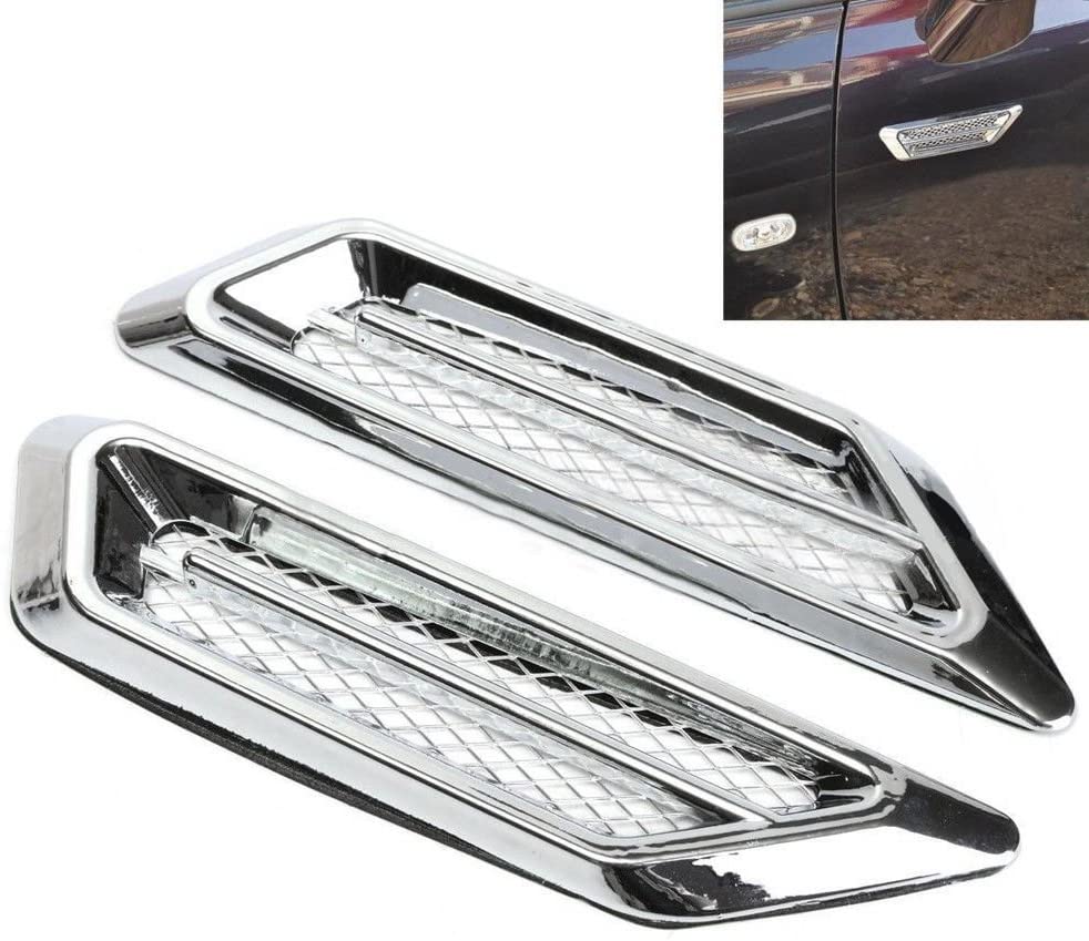 1 pair *Universal Car Air Flow Chrome Fender Side Vent Decor Sticker Accessories