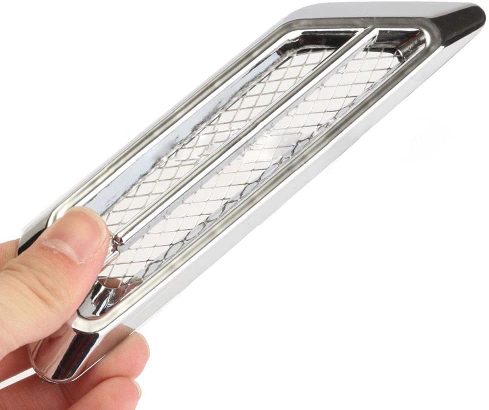 1 pair *Universal Car Air Flow Chrome Fender Side Vent Decor Sticker Accessories