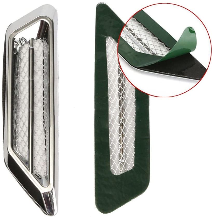 1 pair *Universal Car Air Flow Chrome Fender Side Vent Decor Sticker Accessories