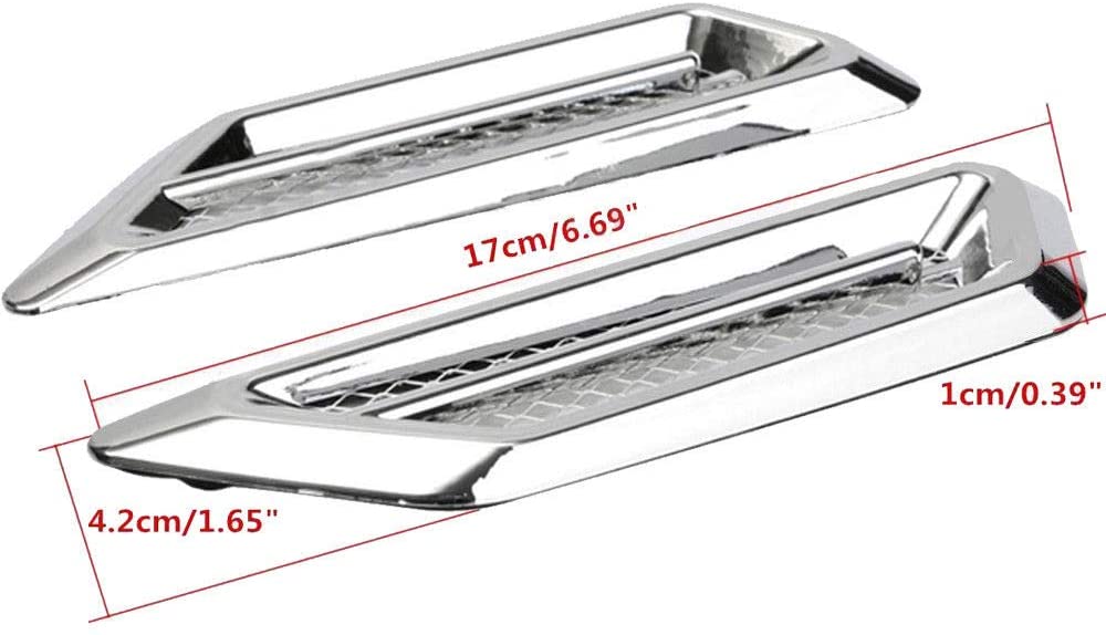 1 pair *Universal Car Air Flow Chrome Fender Side Vent Decor Sticker Accessories