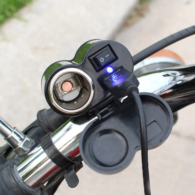 12V-24V  Motorcycle Cigarette Lighter +USB Charger Socket