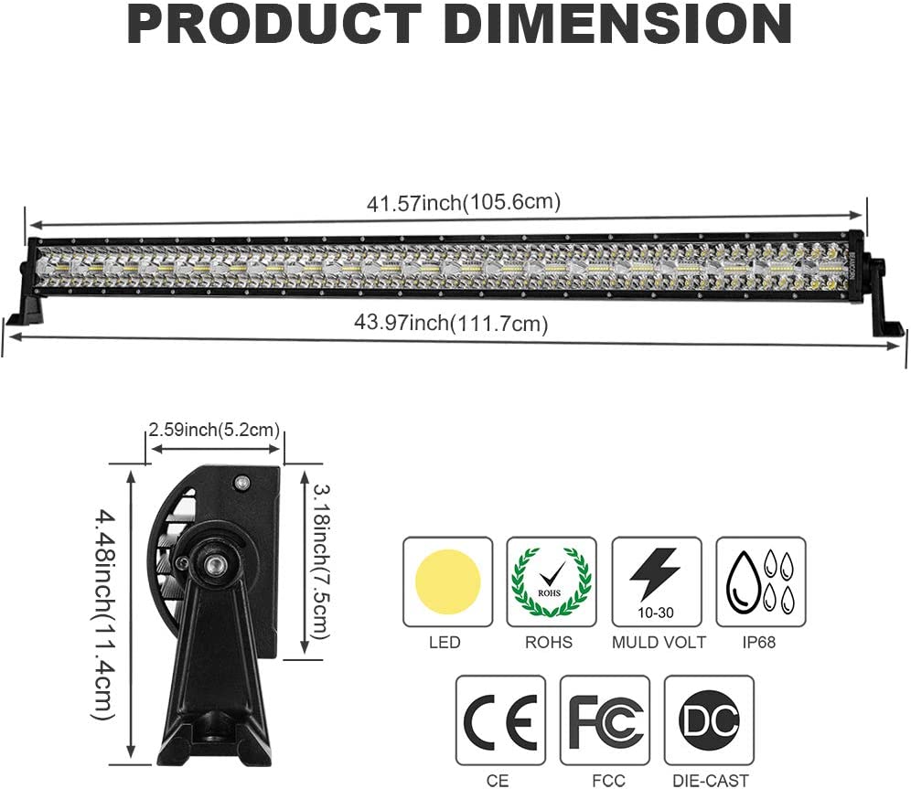 22 Inch /32 Inch /42 Inch Super Bright Triple Row [Spot + Flood] Combo Led Bar