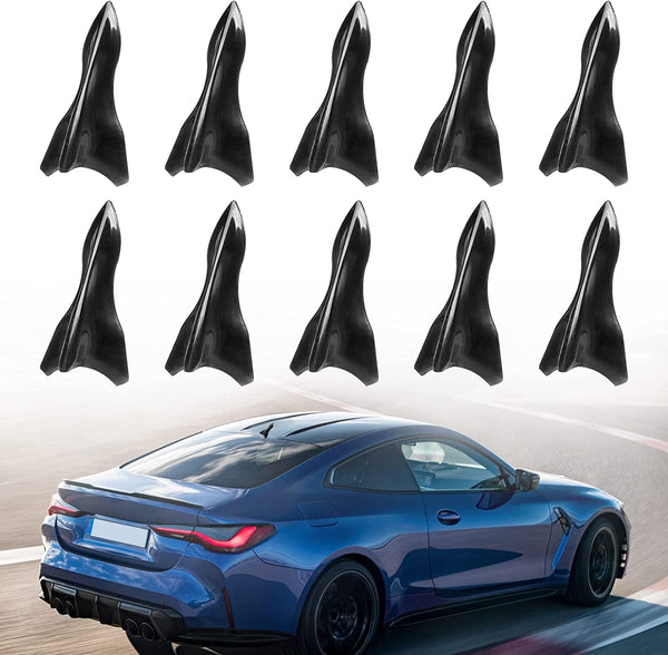 5PCS Air Vortex Generator Mini Shark Fin Diffuser, Carbon Fiber Pattern Spoiler Wing Decoration, Universal Car Roof Accessories (Black)