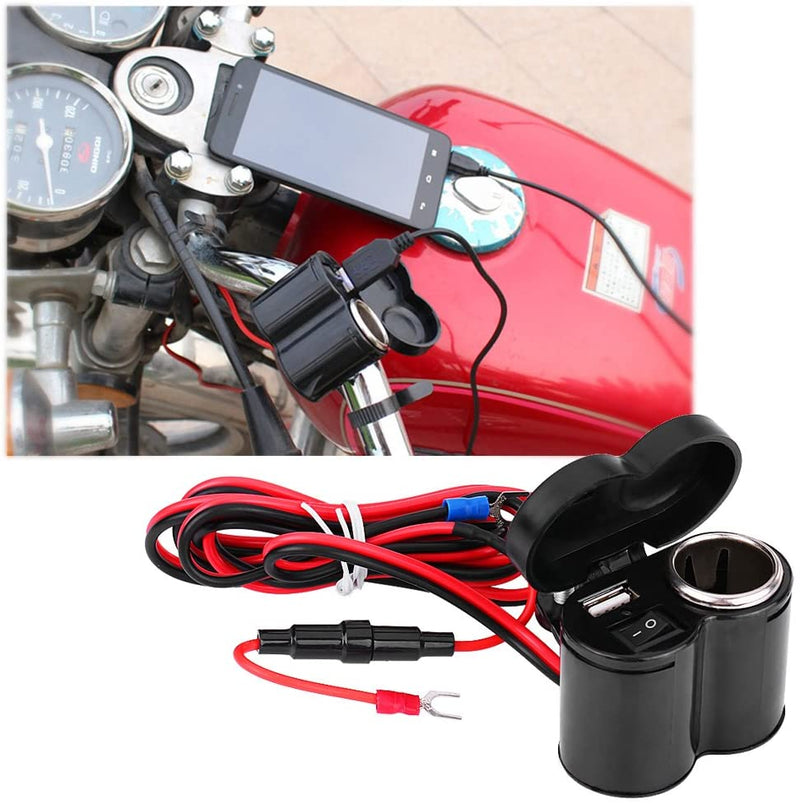 12V-24V  Motorcycle Cigarette Lighter +USB Charger Socket