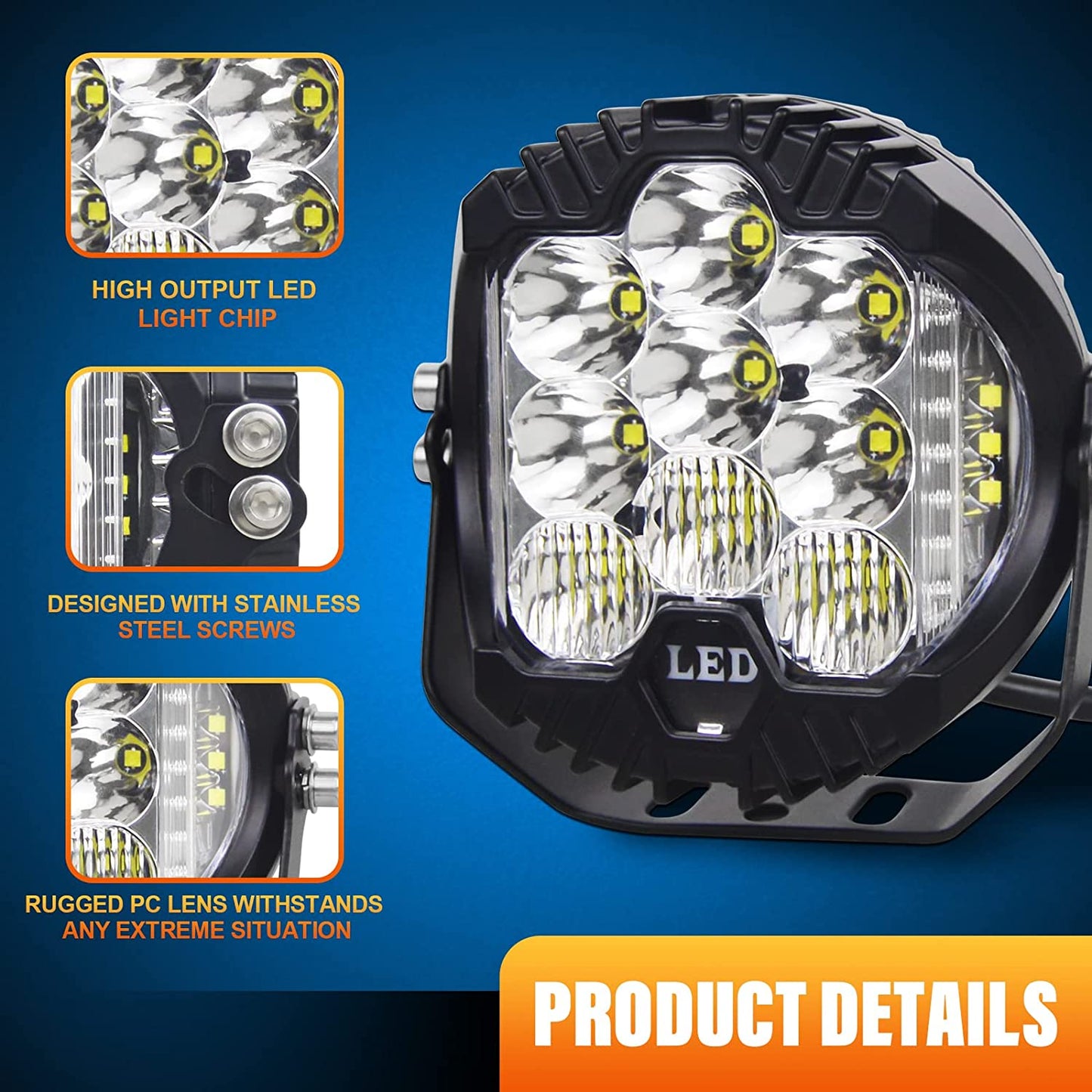 2PCS 7 Inch 90W LED Work Light Side Shooter Off Road Driving Lights