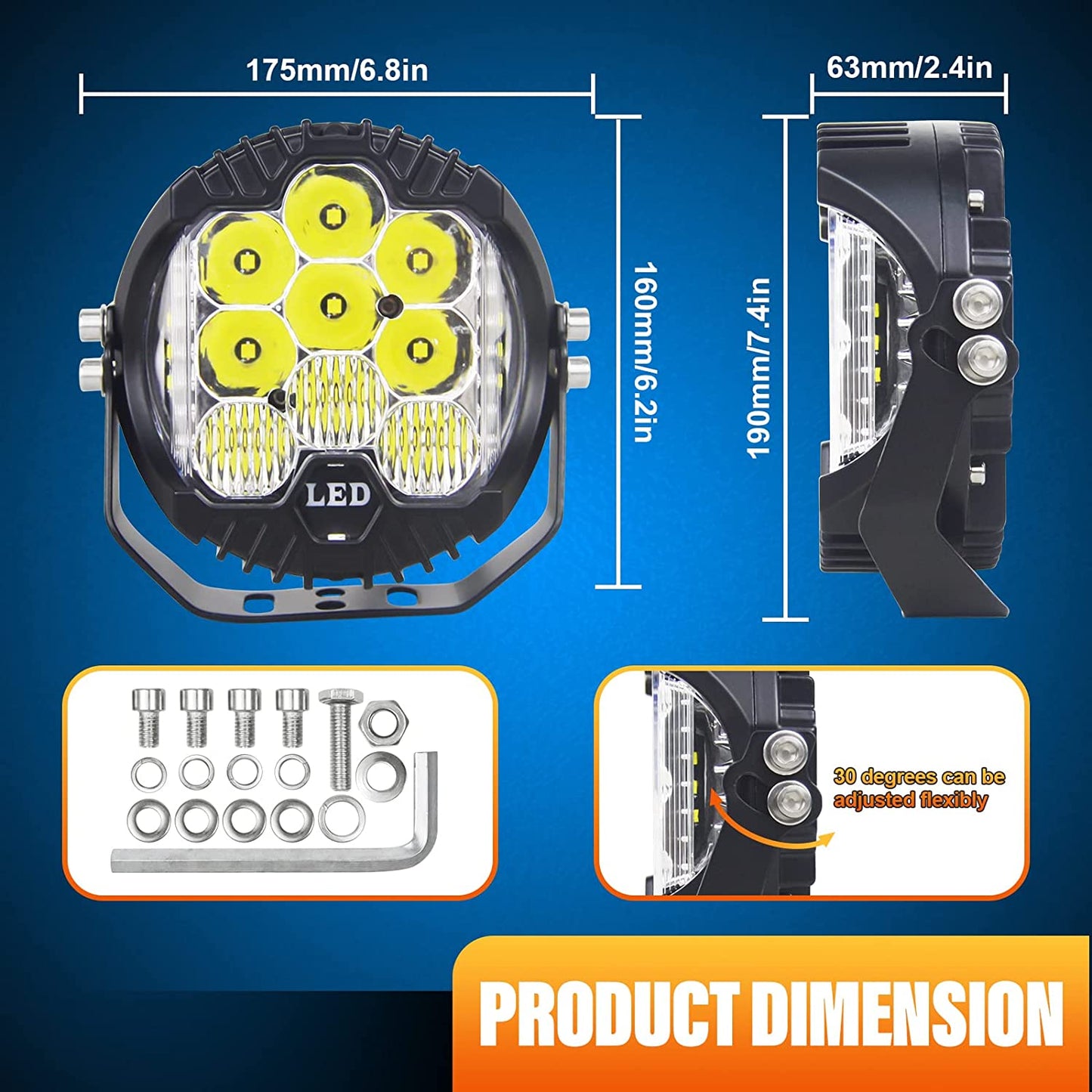 2PCS 7 Inch 90W LED Work Light Side Shooter Off Road Driving Lights