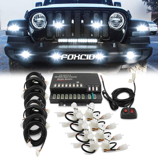 12V 160W 8 HID Hide-a-way Emergency Warning Strobe System Kit