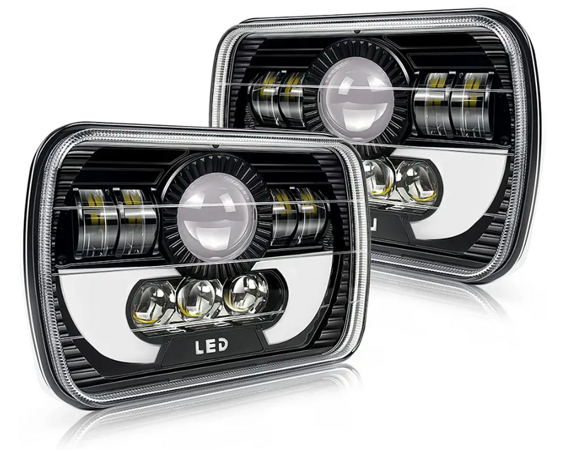 2PCS 5x7 Inch LED Headlights Rectangular Headlamp with DRL High Low  Beam Lights