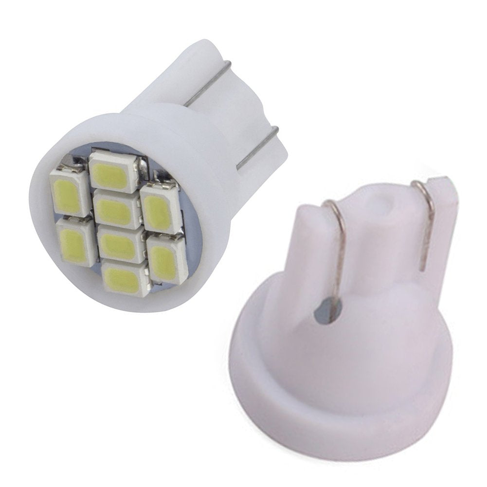 10PCS × 12V T10 LED 8SMD Wedge Bulbs-WHITE,BLUE