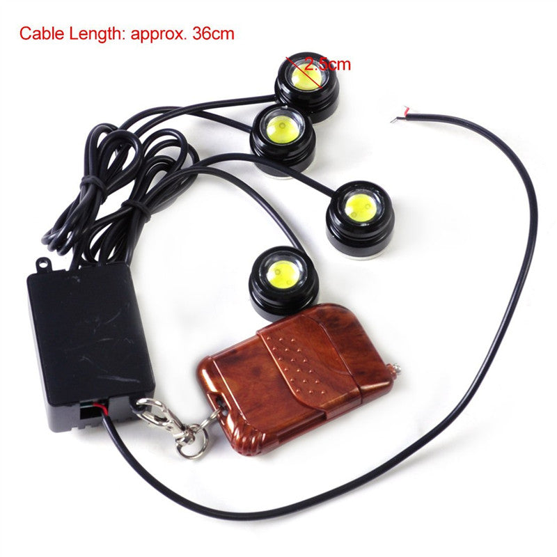New Eagle Eye LED Knight Night Rider Scanner Lighting DRL with Remote 4 Pcs