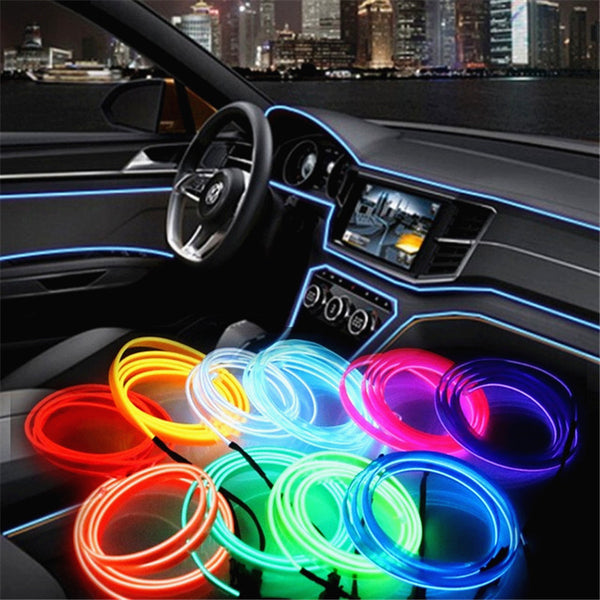 3 Meter Neon EL Wire Glow String Light Car Interior Decor Lamp