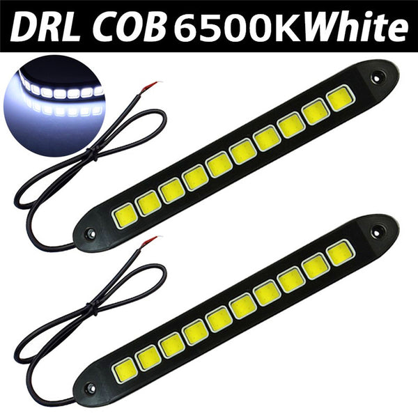 2PCS  800LM WaterprooF Soft Flexible 12V COB LEDs DRL Daylight Driving Light