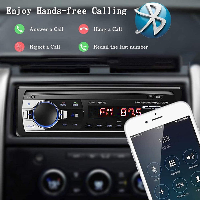 Bluetooth  4x60W Car Audio FM Radio, MP3 Player USB/SD/AUX Hands Free Calling