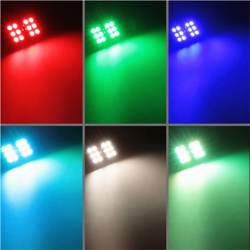 Pack of 2pcs Car Remote Control RGB LED Car Dome Reading Light/Car Roof Light
