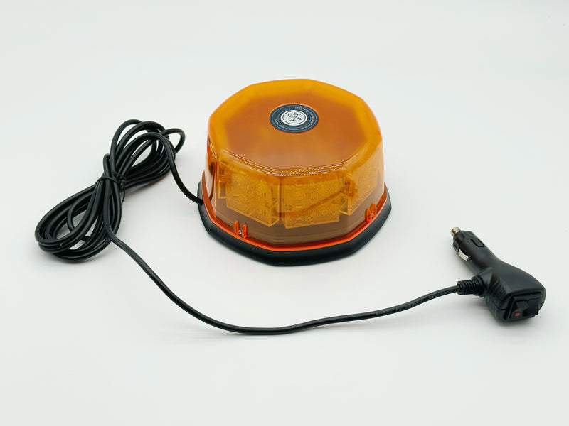 12V-24V Round 32 LED Amber Magnetic Beacon Light Emergency Warning Strobe Yellow Roof Light