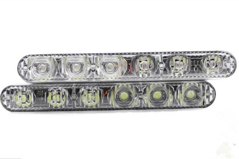 2PCS Car Headlight DRL 6 LED High/Low Beam High Power LED Daytime Running Lights