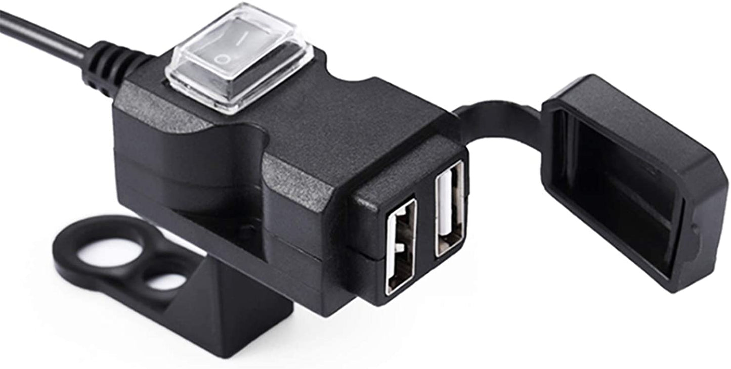 12-24V Waterproof Motorcycle USB Charger Motorbike Handlebar Charger 5V 1A/2.1A