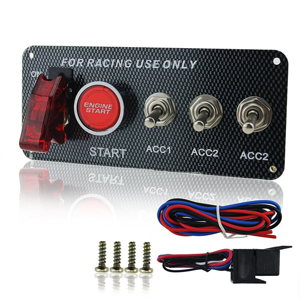 DC 12V Ignition Switch Panel 5 in 1 Car Engine Start Push Button LED Toggle