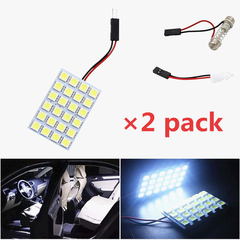 2 Pack White 5050 24SMD Led Panel Dome Light Lamp / Car Reading Interior Lamp