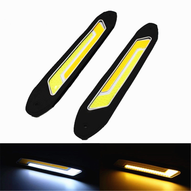 2PCS 12V Car COB DRL Day Running Light With Turn Signal