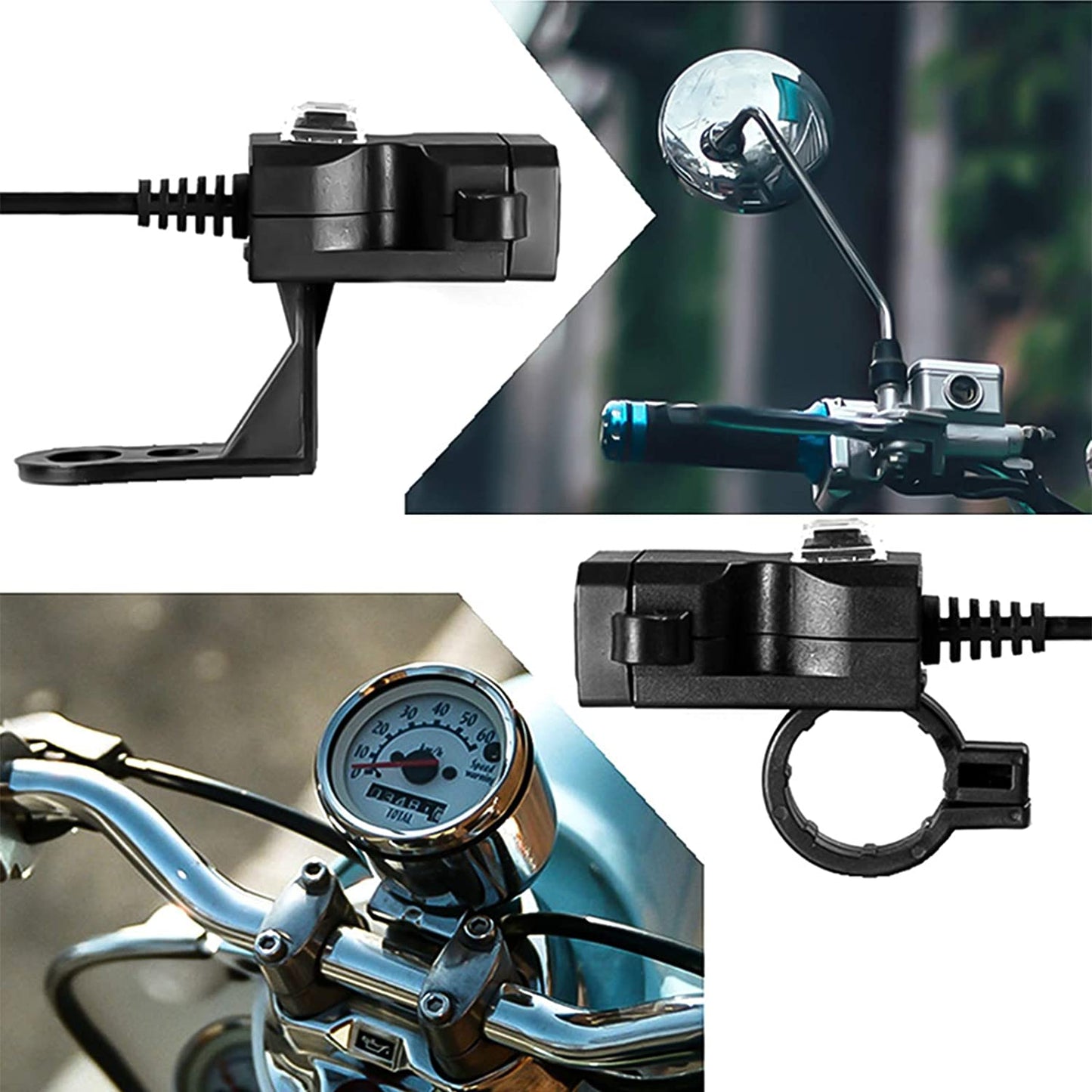 12-24V Waterproof Motorcycle USB Charger Motorbike Handlebar Charger 5V 1A/2.1A