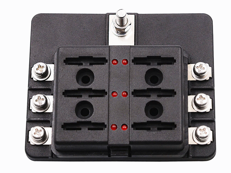 New 6 Way Blade Fuse Box Holder with LED Light Damp-Proof Block
