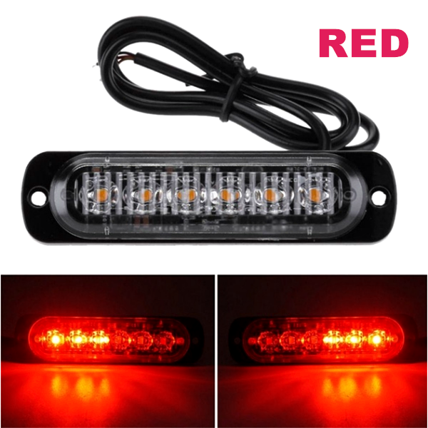 2PCS 12-24V 6LED Slim Flash Light Bar Car Vehicle Emergency Warning Strobe Light