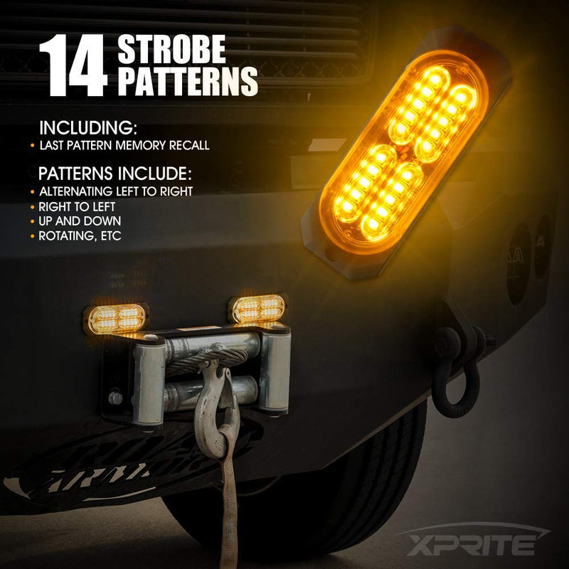 2PCS × 20-LED Super Bright Amber Emergency Warning Strobe Light Bar DC12V-24V