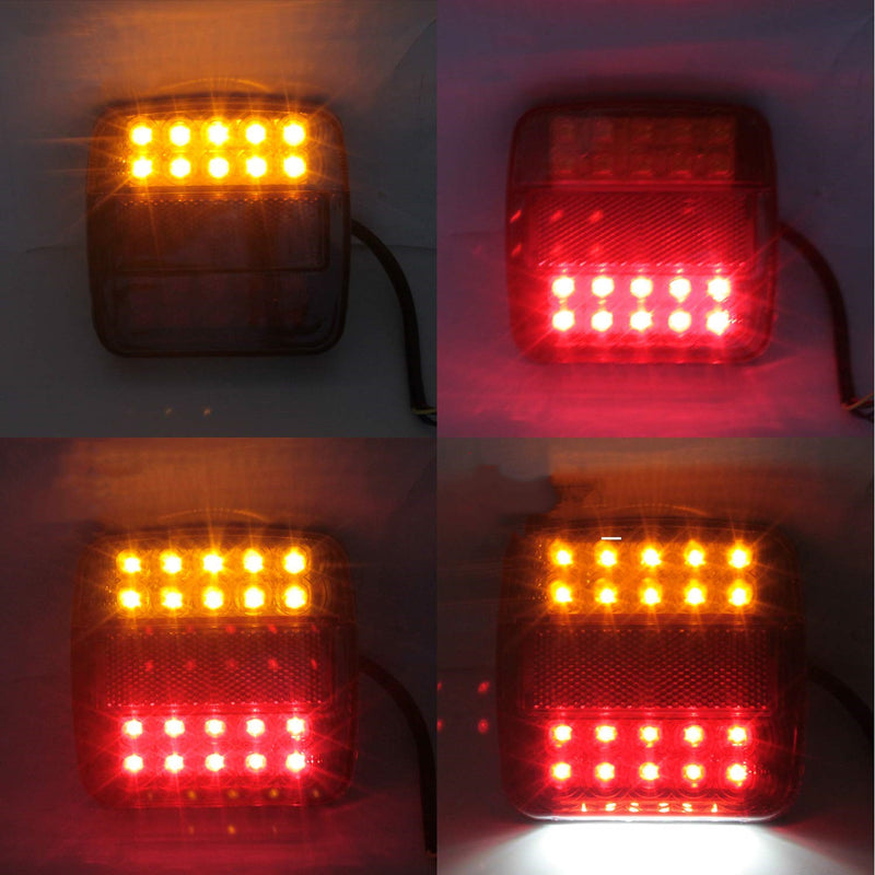 2PCS× 10-30V 26 LED Trailer Tail Light Trailer Tail Lights Square Brake Lights