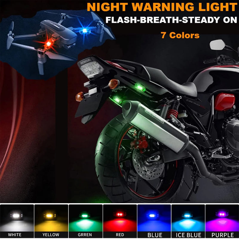 4 Pcs LED Aircraft Strobe Lights USB Charging, 7 Colors LED Strobe Dro