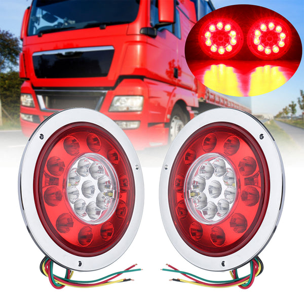 2PCS  10-30V 19LED  Round Dual Colour Taillight Rear Lights Truck  Tail Lights