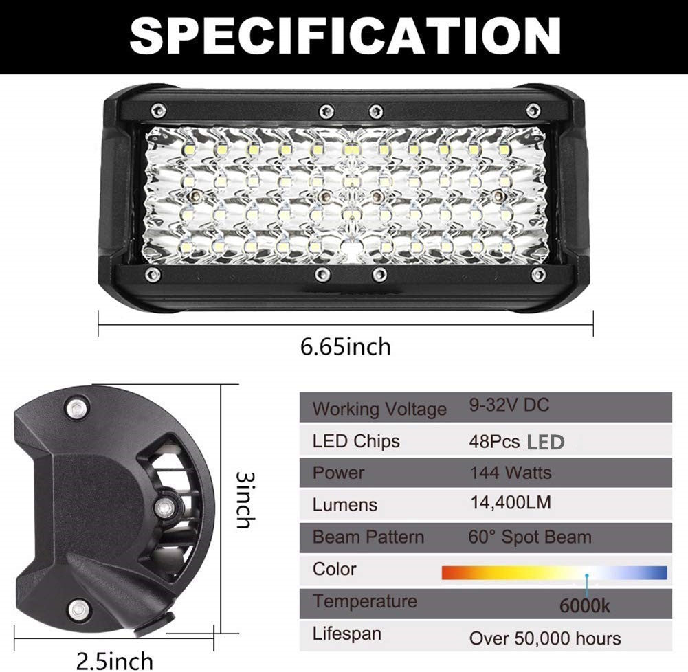 2PCS× 144W LED WORK LIGHT BAR