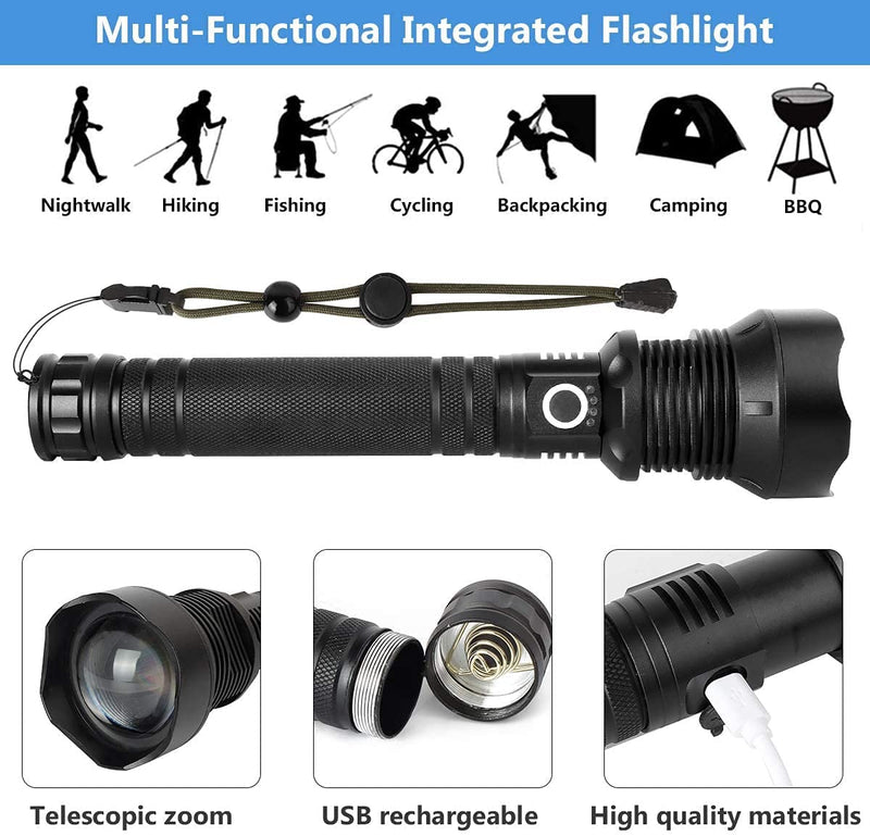 5000 Lumens P70 USB Rechargeable Led Flashlight Torch