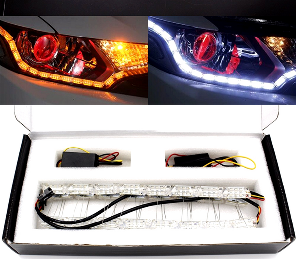 Flexible Car LED Crystal DRL Daytime Running Strip Light with flowing signal