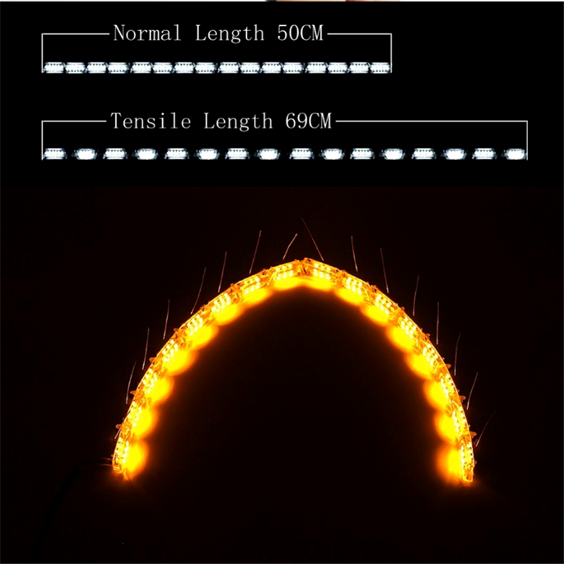 Flexible Car LED Crystal DRL Daytime Running Strip Light with flowing signal